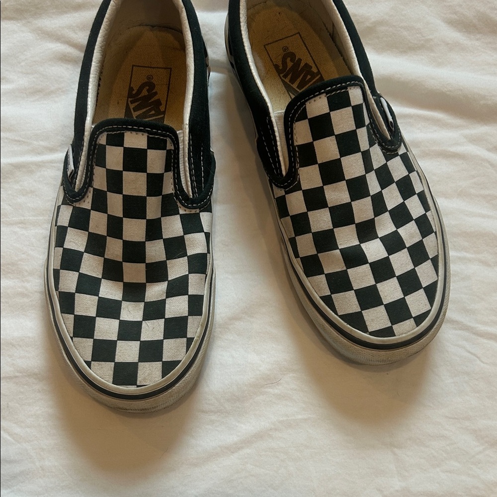 Vans Kids Black and White Checkered Slip-On Sneakers